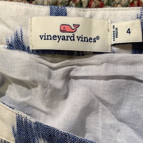 Vineyard Vines Blue White Ikat Tie Dye Print Pleated Short Skirt Size 4 - Picture 4 of 9
